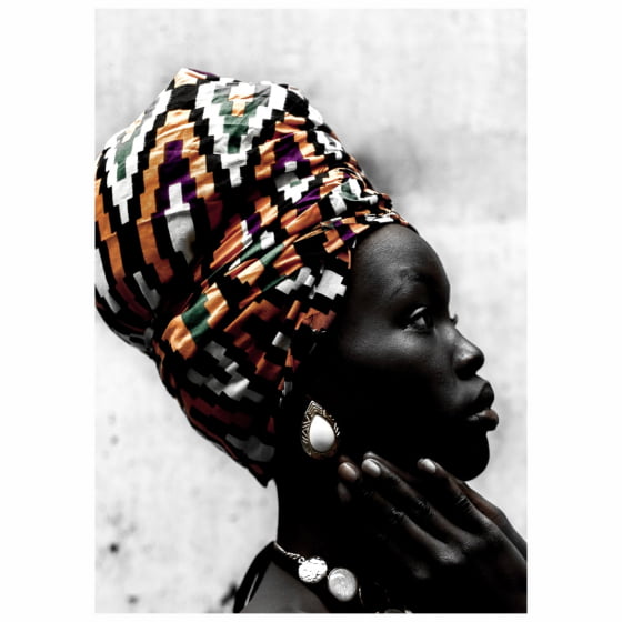Quadro Perfil Mulher Negra Turbante Africana