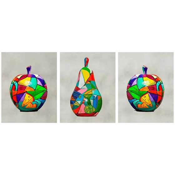 Quadro frutas coloridas abstrato decorativo abstratas