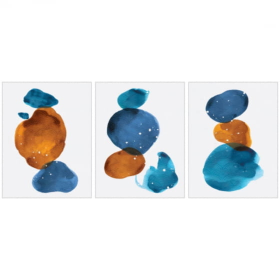 Quadro Abstrato Arte Moderna Laranja e Azul