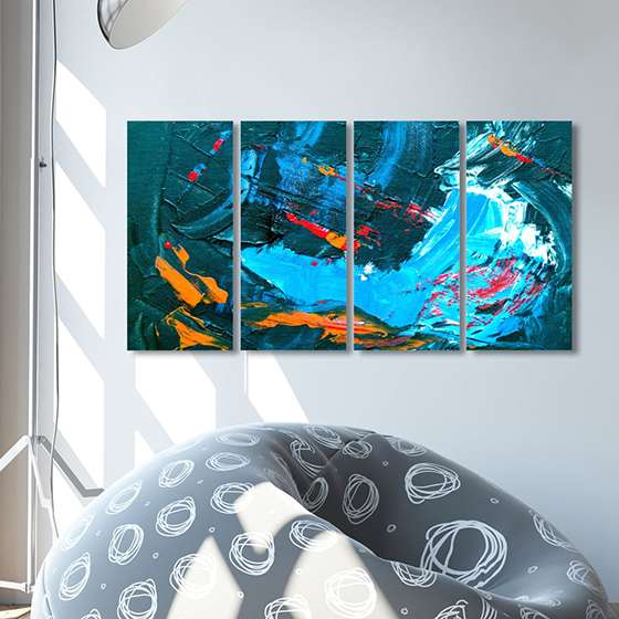 Quadro abstrato azul oceano decorativo