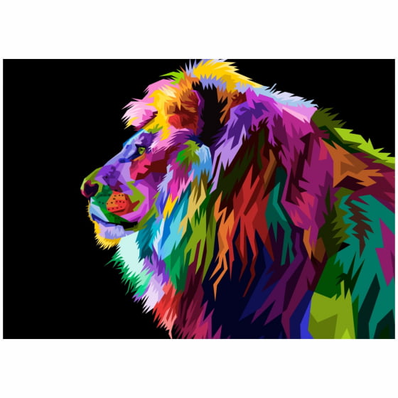 Quadro Leão Colorido Moderno decorativo