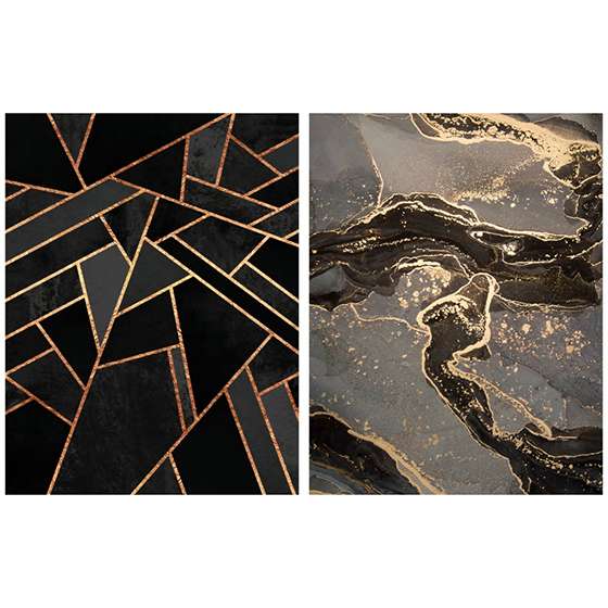 Quadro Luxo Geometrico Marmore Gold Black Abstrato