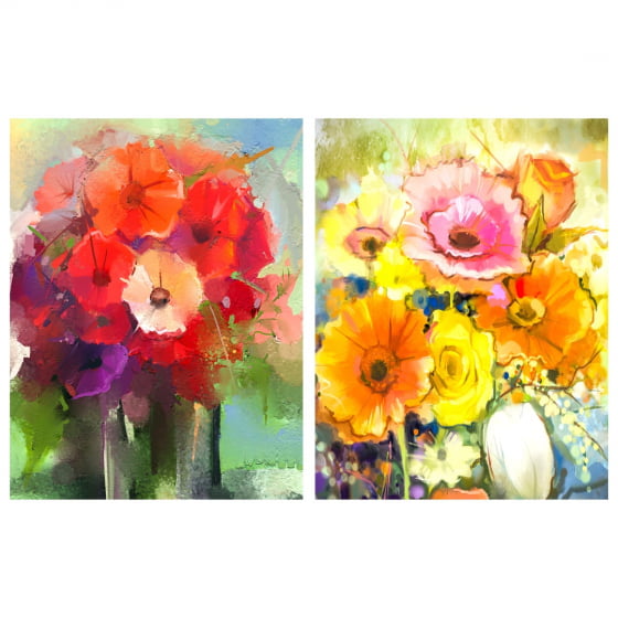 Quadro Pintura de Flores Coloridas