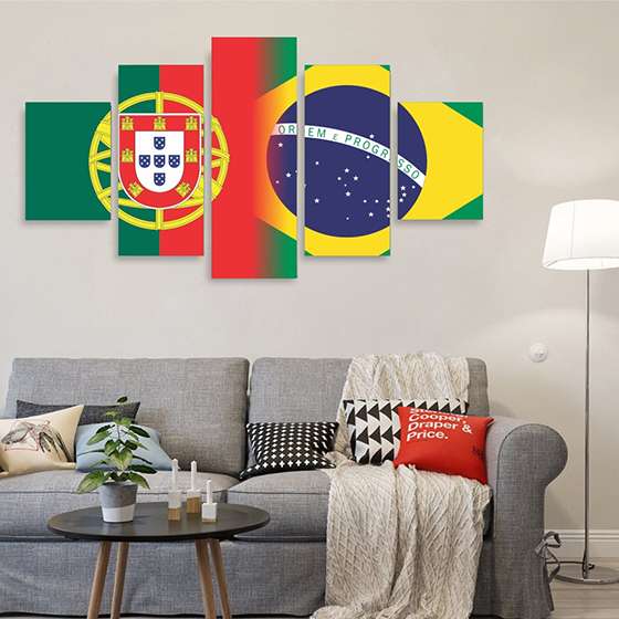 Quadro Decorativo Bandeiras Brasil x Portugal