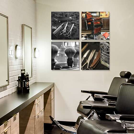 Quadro Barbearia Objetos Decoração