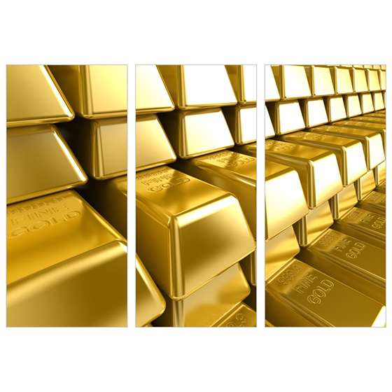 Quadro barras de ouro dinheiro dourado decorativo