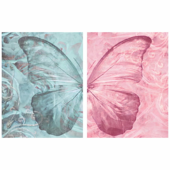 Quadro borboleta azul e rosa decorativo 