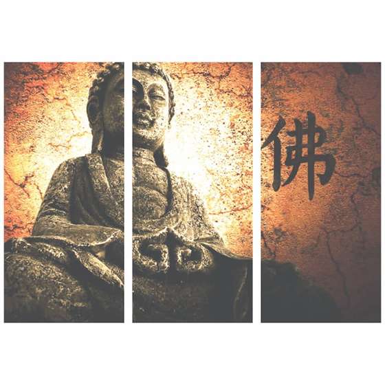 Quadro Buda Oriental com Escrita Japonesa