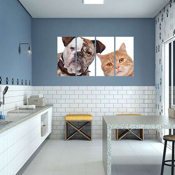 Quadro bulldog gato pets animais decorativo