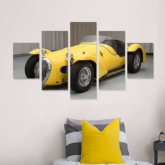 Quadro carro classico amarelo para decorar