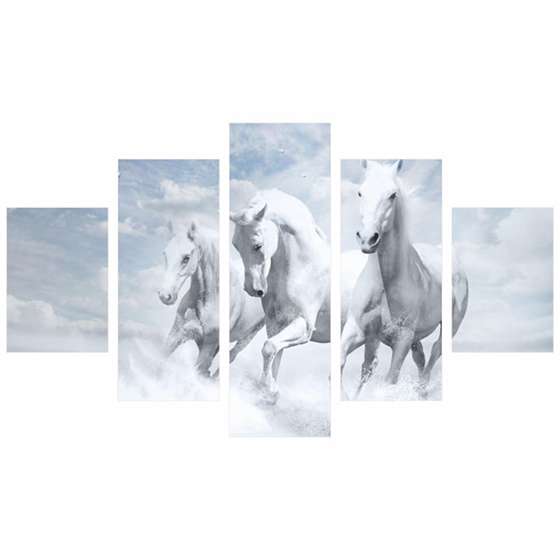 Quadro Cavalos Brancos Correndo Animais Decorativo 