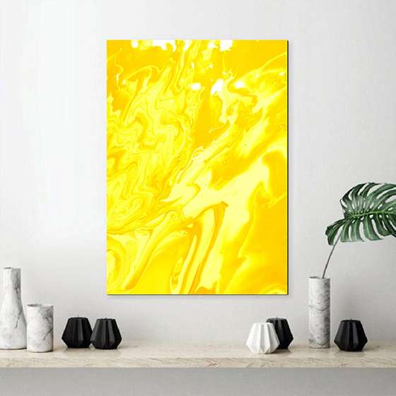 Quadro Decorativo Pintura Abstrata Amarela 100x70