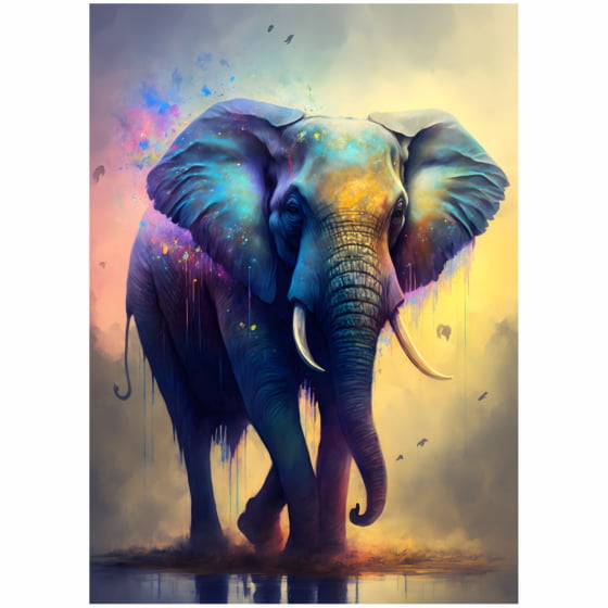 Quadro Elefante Psicodélico Decorativo