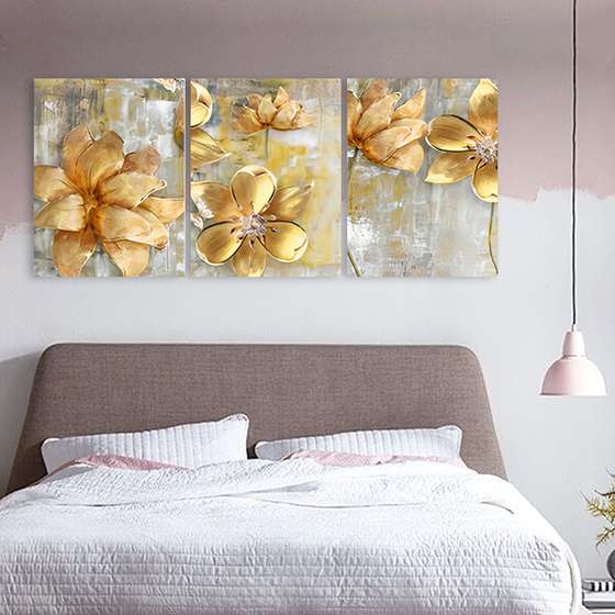 Quadro Flores Douradas Gold Arte Abstrata