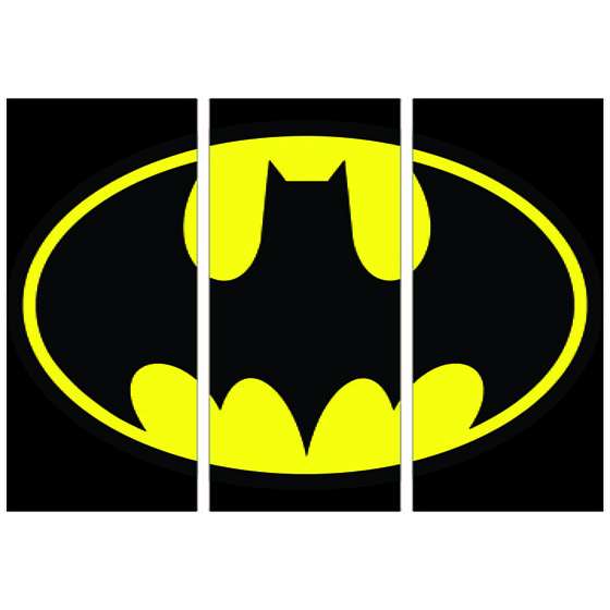 Quadro Batman Logo Marca 3 peças