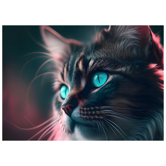 Quadro Gato Olhos azuis Perfil Decorativo
