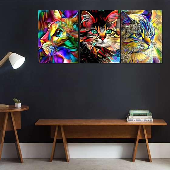 Quadro gatos coloridos decorativo