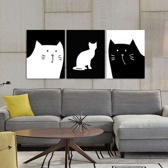 Quadro gatos meow para decoraçao