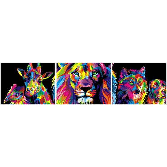 Quadro Leão animais colorido