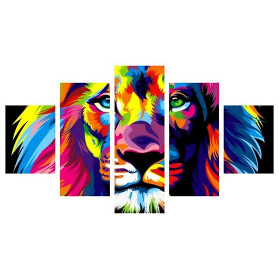 Quadro Leão Colorido Decorativo