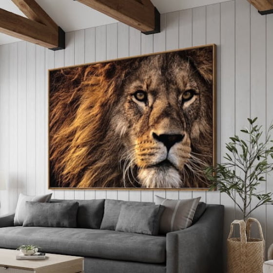 Quadro Leão Rosto Rei da Selva Decorativo