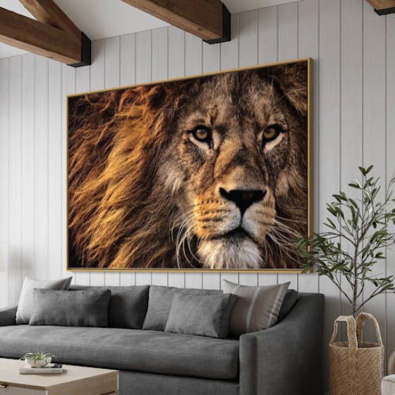 Quadro Leão Rosto Rei da Selva Decorativo