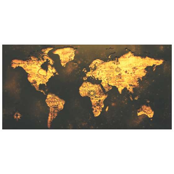 Quadro Luxo Mapa do Mundo Moderno Gold