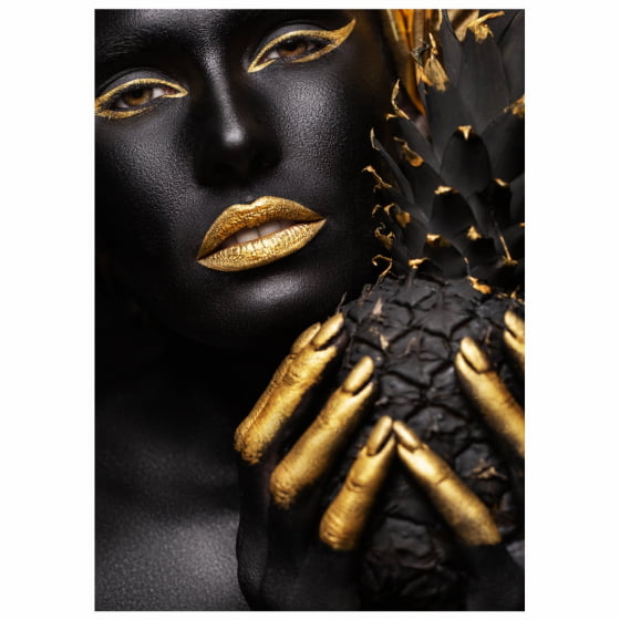 Quadro Luxo Mulher Negra e Abacaxi 