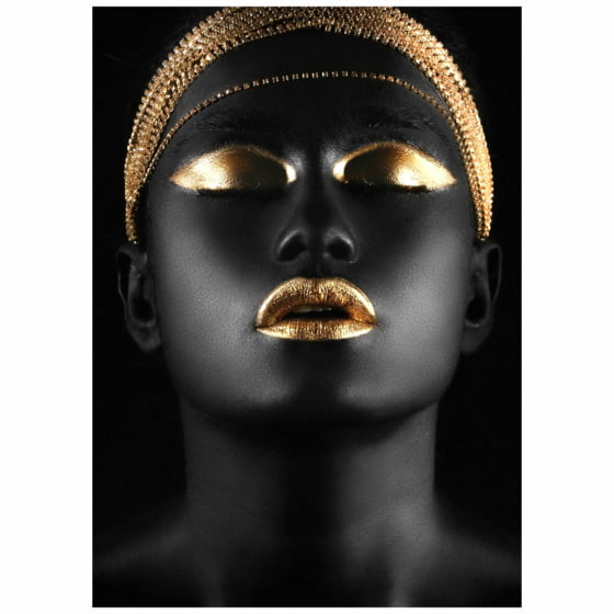 Quadro Luxo Mulheres Negras e Maquiagem Dourada