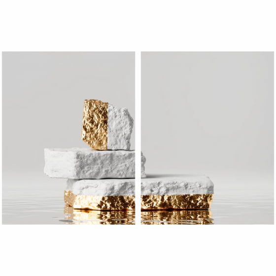 Quadro Luxo Pedras Brancas com Dourado