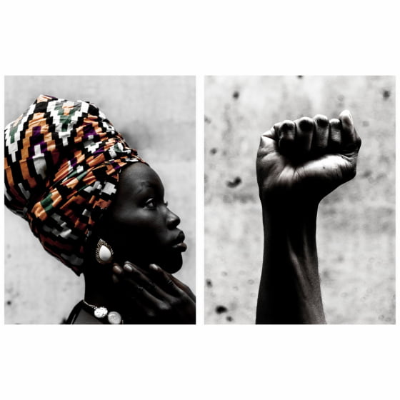 Quadro mulher negra africana luta decorativo 