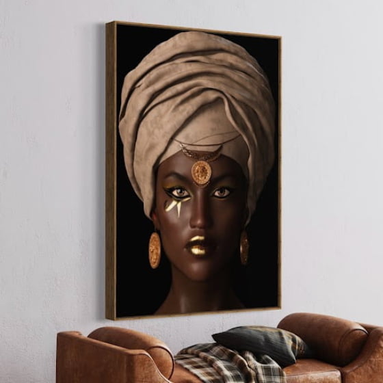 Quadro Mulher Turbante Africano Decorativo