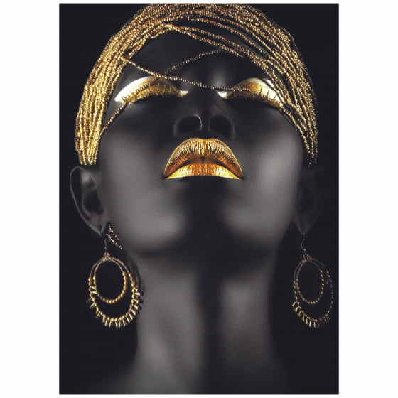 Quadro Mulheres Negras e Maquiagem Dourada