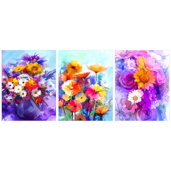Quadro Pintura de Flores Coloridas decorativo