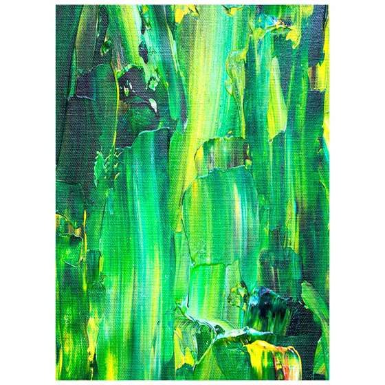 Quadro Pintura Borrada Verde Abstrato Decorativo 65x50