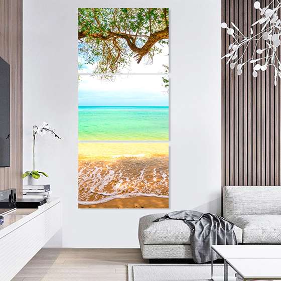 Quadro praia beira do mar sol decorativo