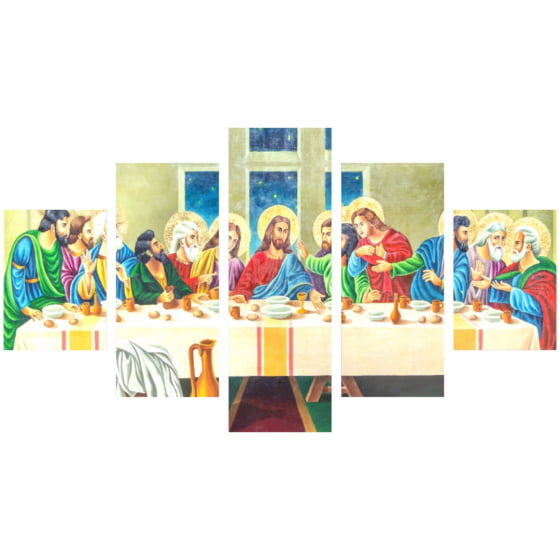 Quadro Cristo Ultima ceia decorativo 5 peças