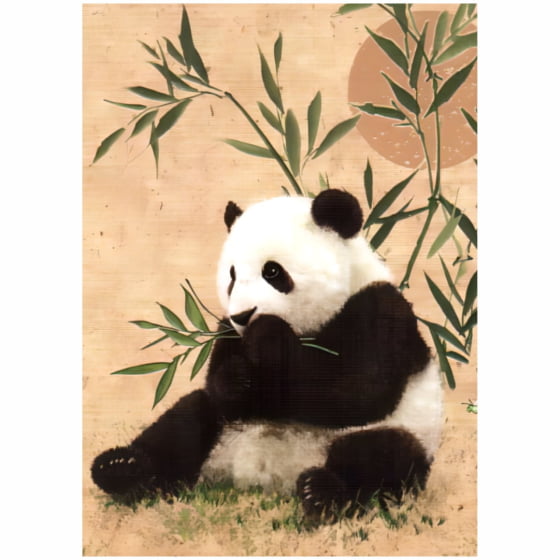 Quadro Urso Panda Bambus Decorativo 