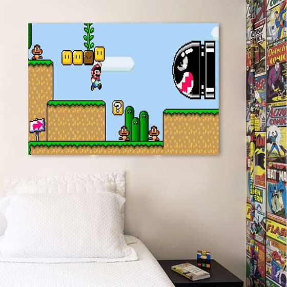 Quadro Game Super Mario Para Decoração Interiores