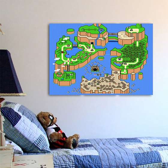 Quadro Super Mario Mapa Jogo Para Decorar