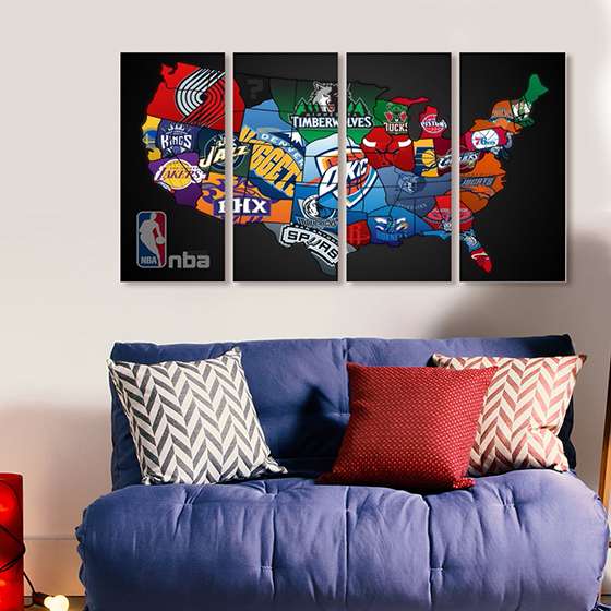 Quadro nba times de basquete decorativo