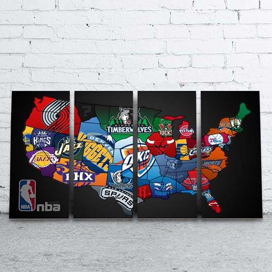 Quadro NBA Times De Basquete Decorativo