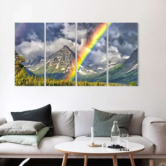 Quadro arco iris paisagem para decoraçao