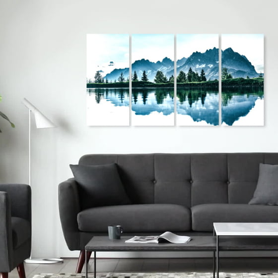 Quadro montanhas lago noruega para decorar