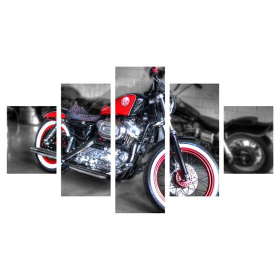 Quadro Harley Davidson Vermelha para Decoração 